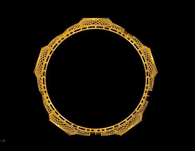 1106 Curvilinear Open Mesh Bangle 60MM-14gm 3D print model_4