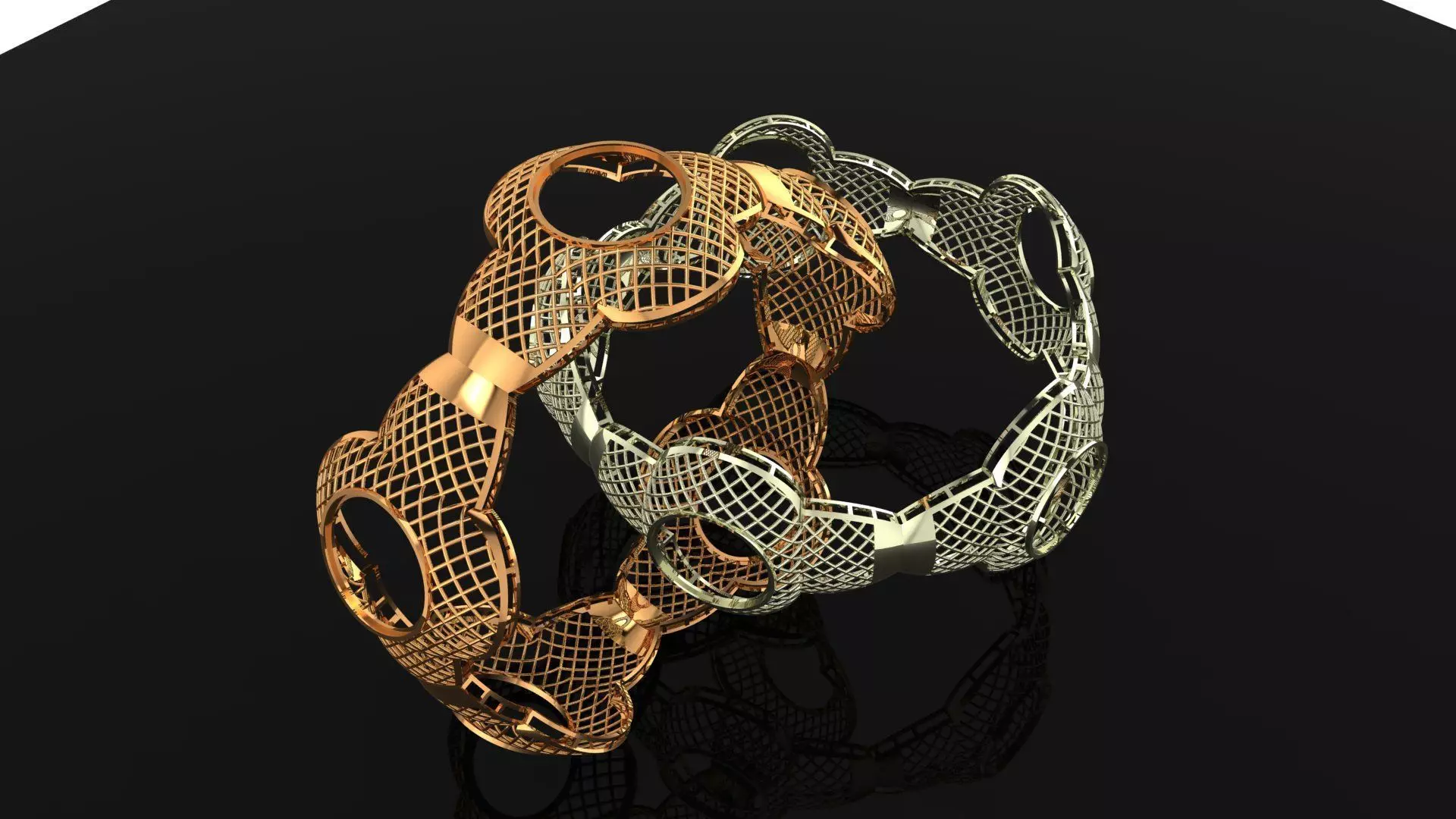 1106 Curvilinear Open Mesh Bangle 60MM-14gm 3D print model_0