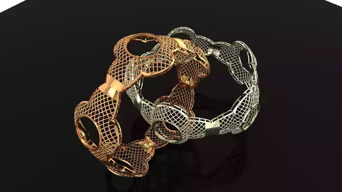 1106 Curvilinear Open Mesh Bangle 60MM-14gm