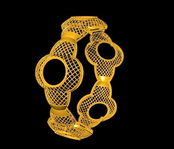 1106 Curvilinear Open Mesh Bangle 60MM-14gm 3D print model_3
