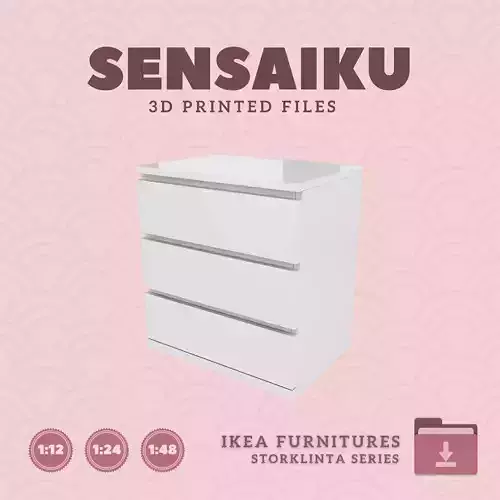 STORKLINTA 3 Drawer Chest Dresser Dollhouse - IKEA - 3D Print
