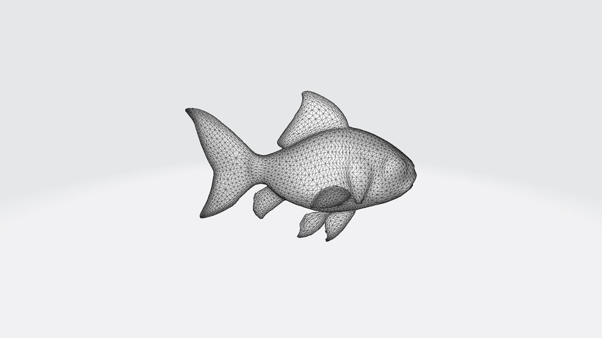 Golden Fish Watercolor Cute Animal Pet 3d Render 3D model_8