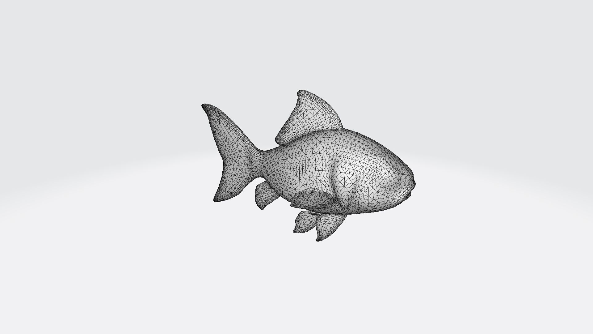 Golden Fish Watercolor Cute Animal Pet 3d Render 3D model_9