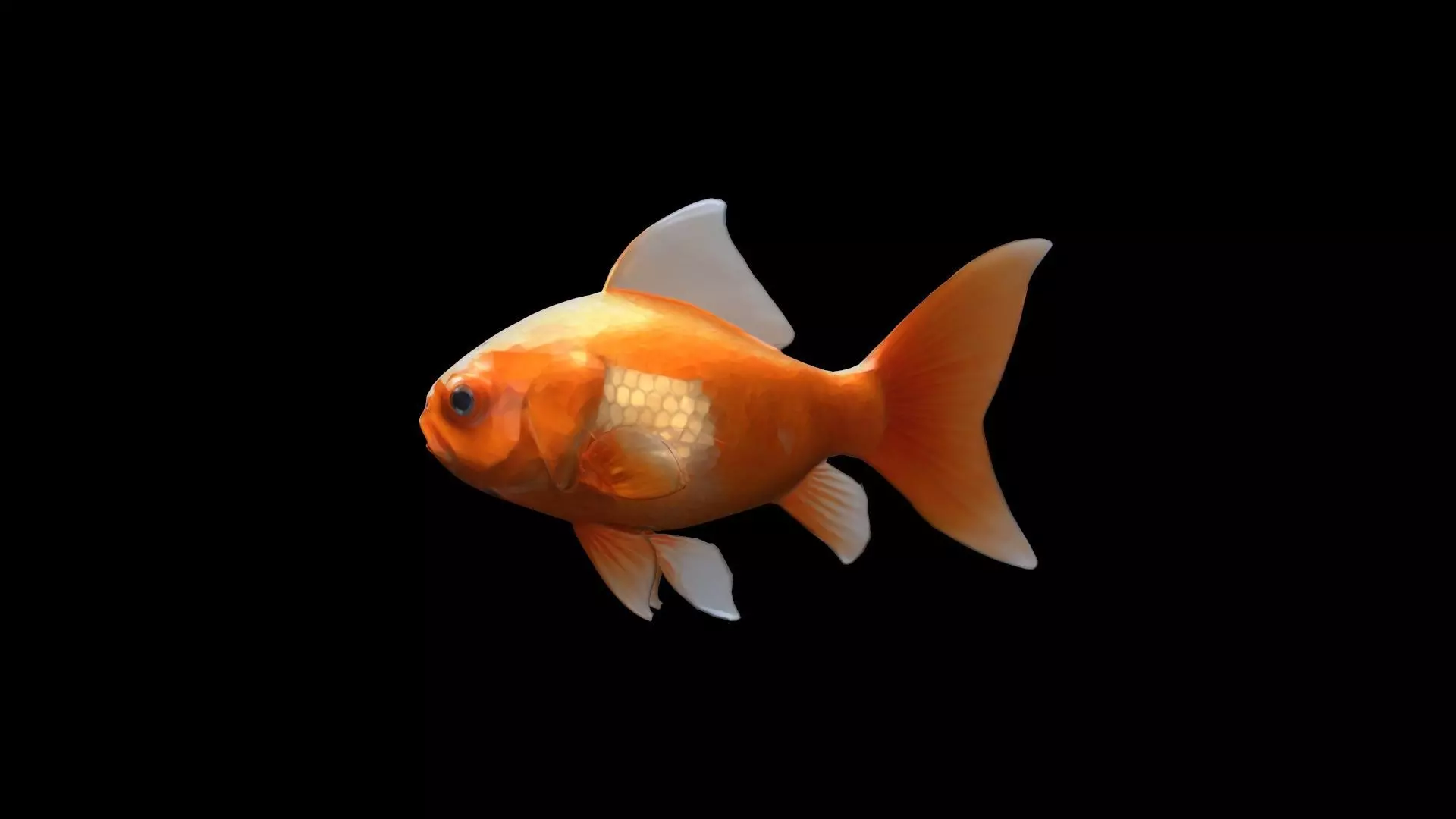 Golden Fish Watercolor Cute Animal Pet 3d Render 3D model_0