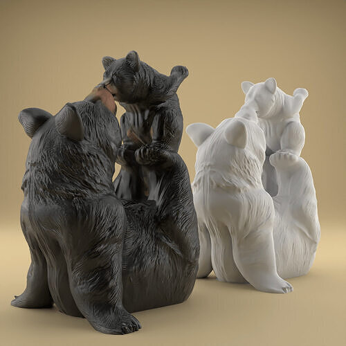 Bear Mom with Baby STL  Cute Mothers Day Decoration 3D print model