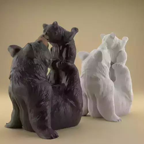 Bear Mom with Baby STL Cute Mothers Day Decoration 3D print model