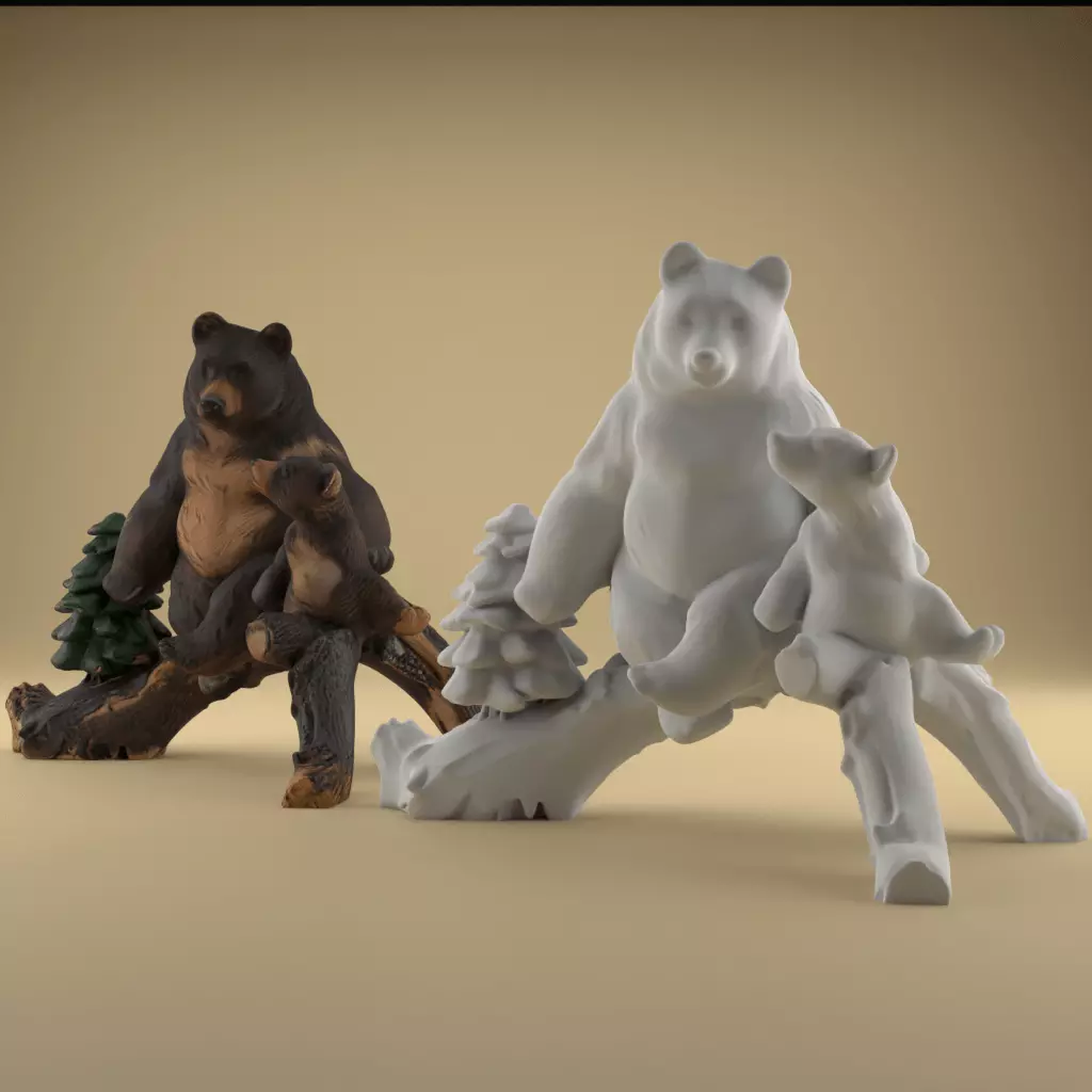 Bear Mom and Baby on Tree STL Cute 3D Gift for Mother 3D print model