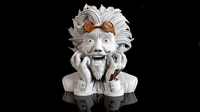 Steampunk-style scientist bust 3D print model