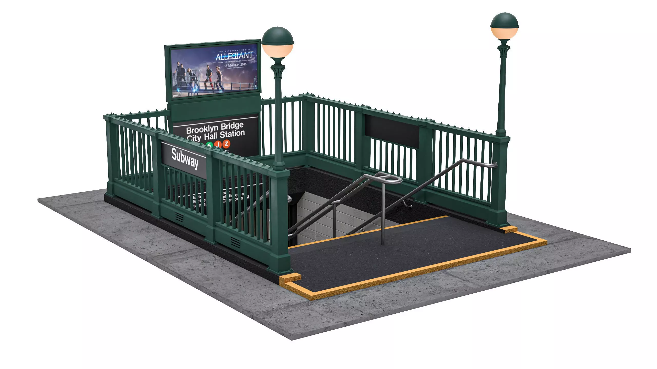 NYC Subway Entrance PBR 02 Low-poly 3D model