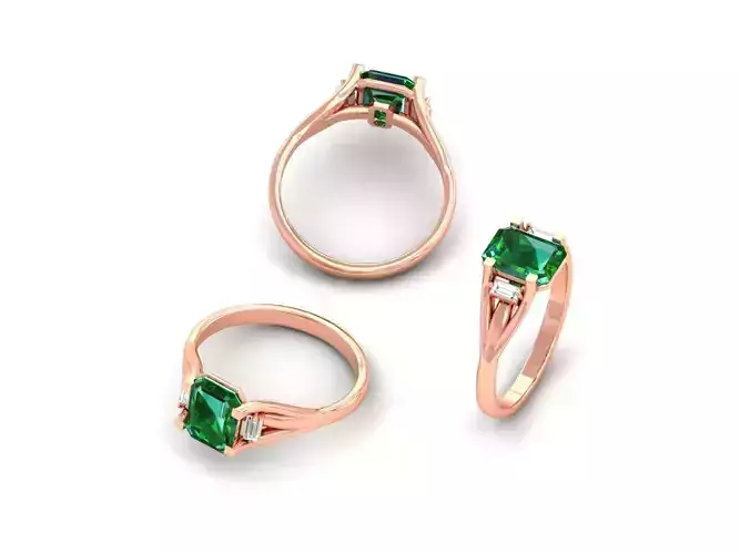 EMLR-003 EMERALD FANCY DIAMOND RING    