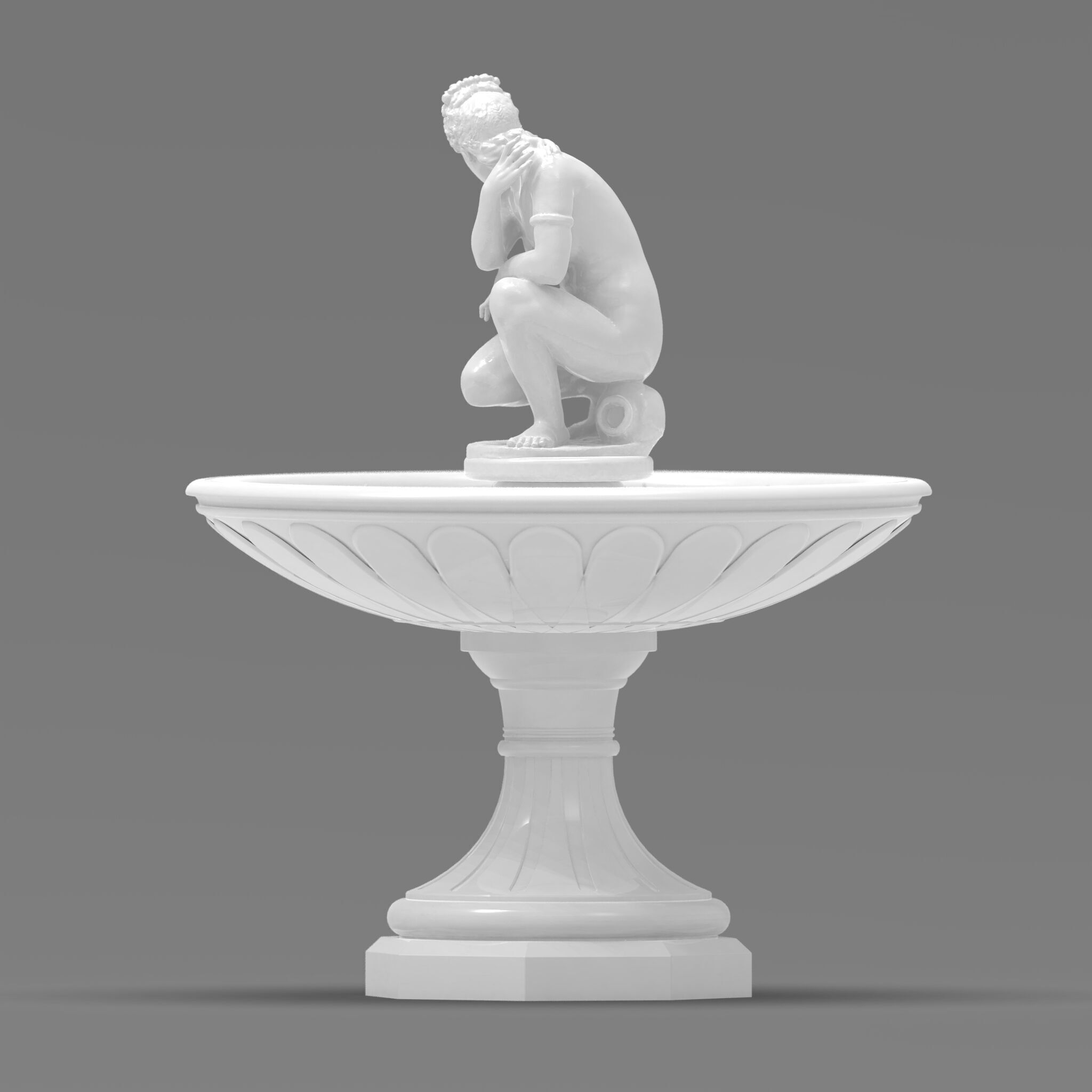 Classical Fountain with Crouching Venus Statue 3D print model_2