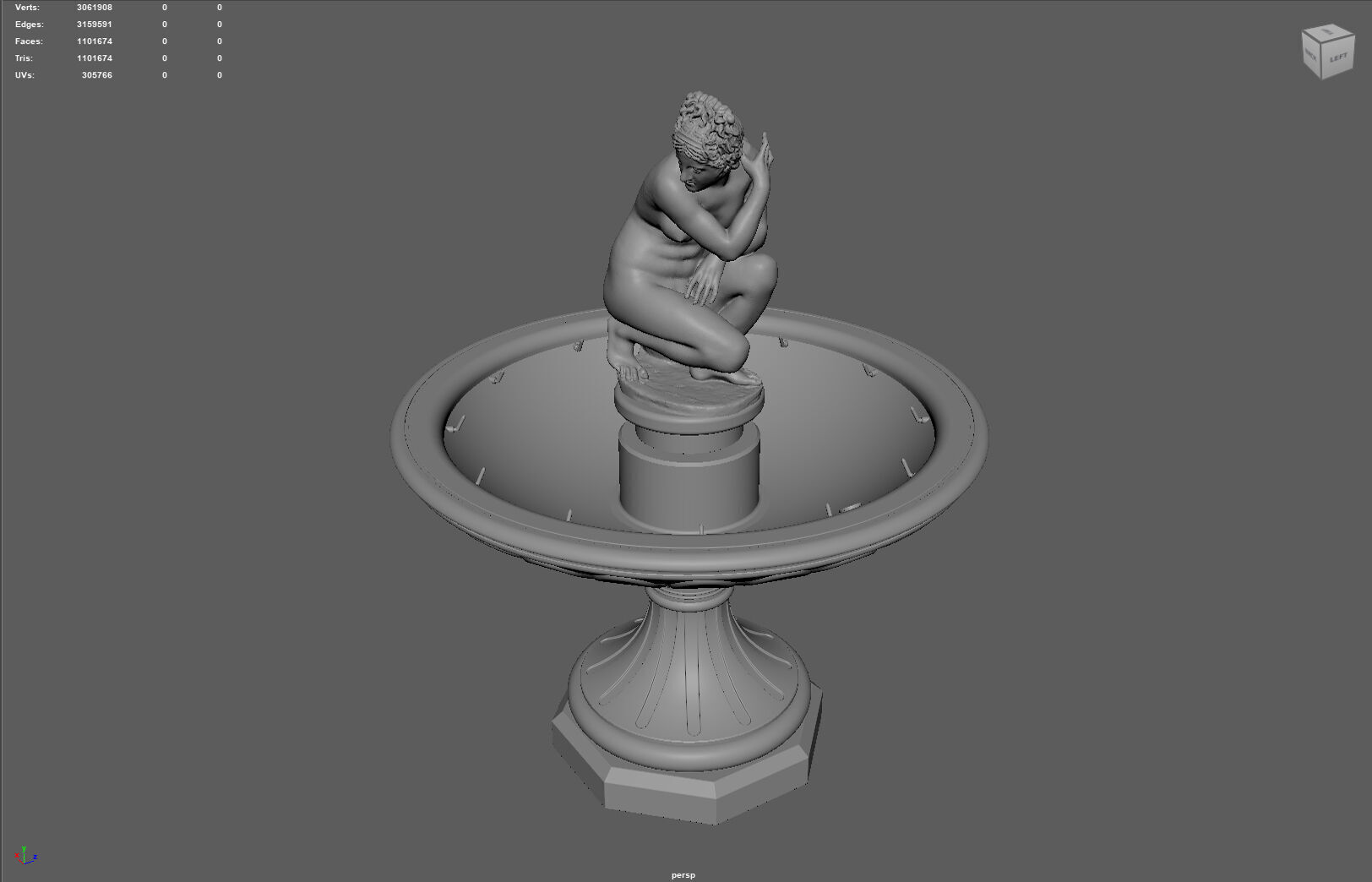Classical Fountain with Crouching Venus Statue 3D print model_6