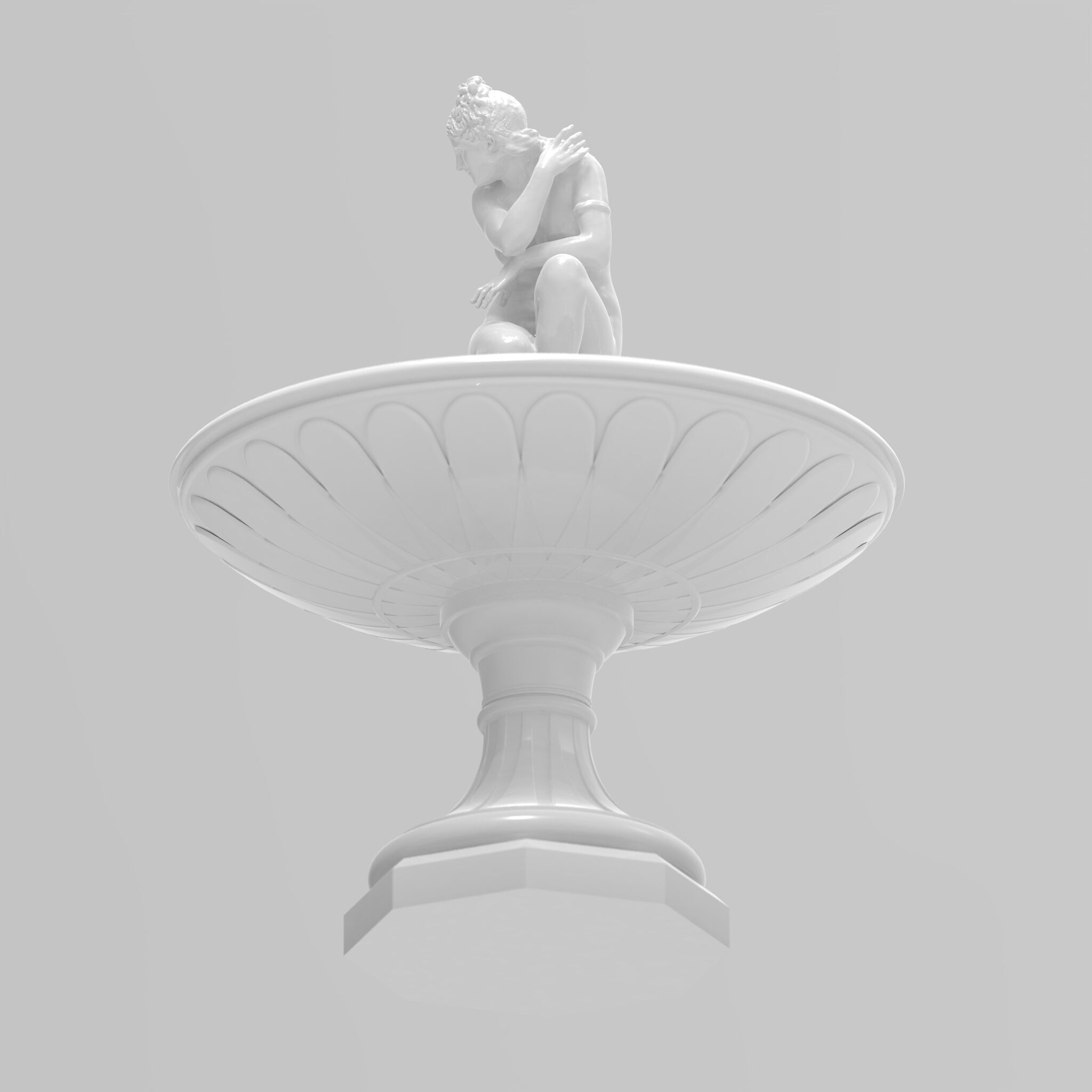 Classical Fountain with Crouching Venus Statue 3D print model_4