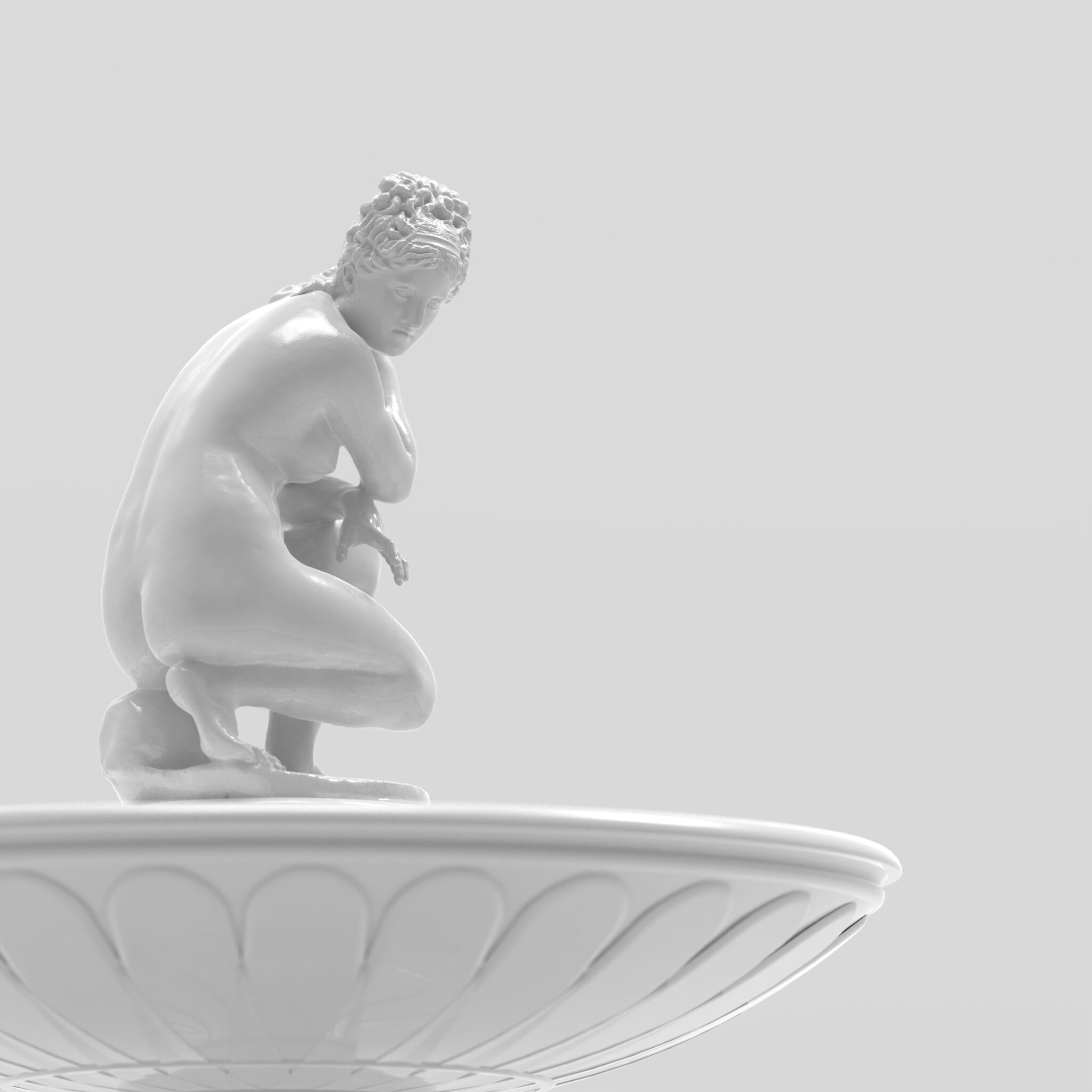 Classical Fountain with Crouching Venus Statue 3D print model_1