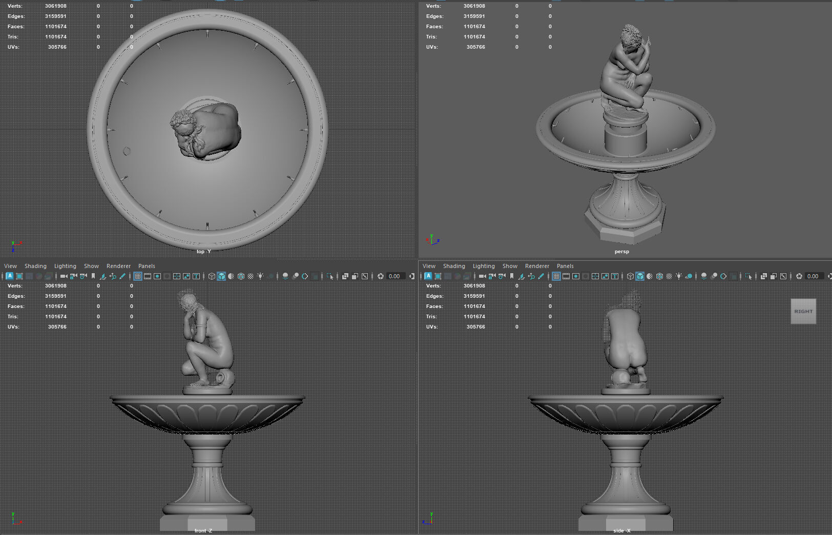 Classical Fountain with Crouching Venus Statue 3D print model_8