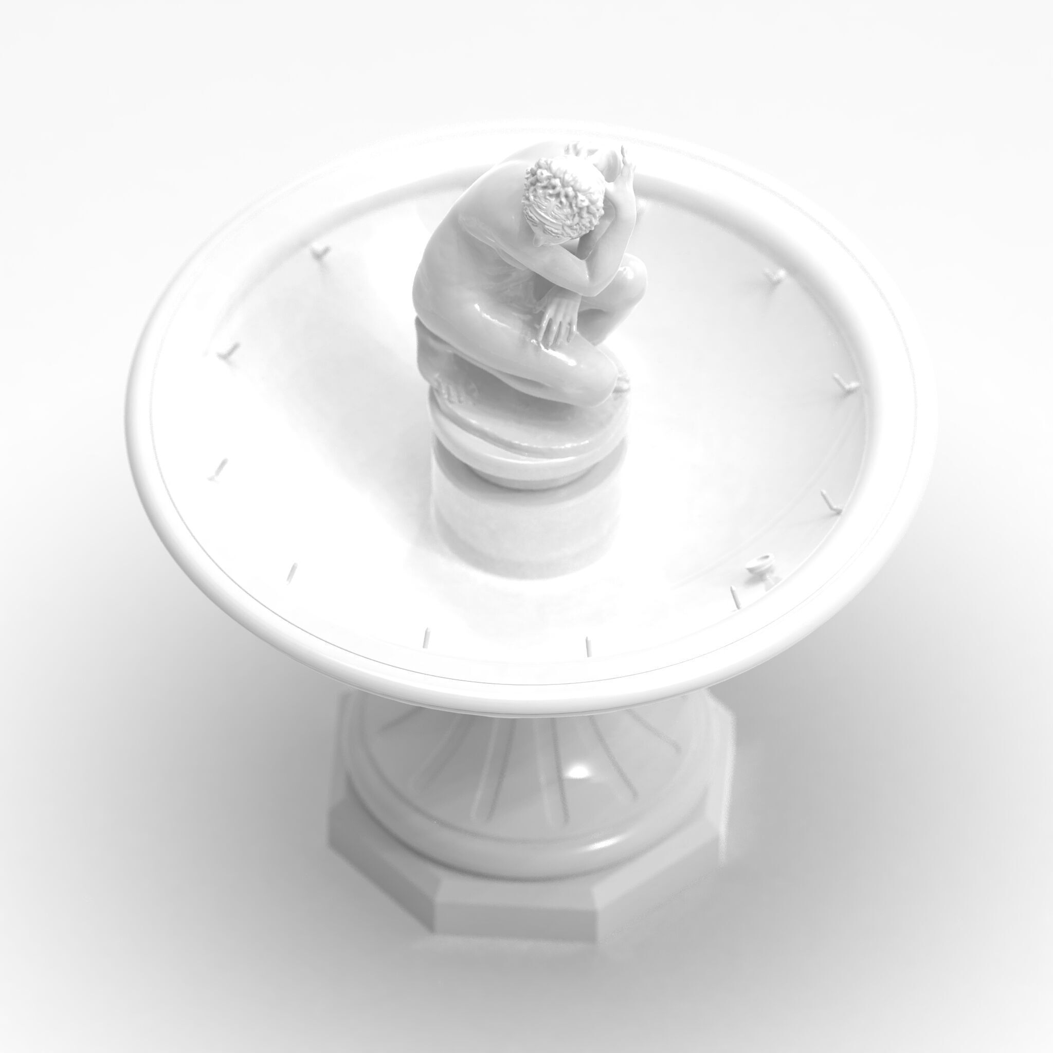 Classical Fountain with Crouching Venus Statue 3D print model_3