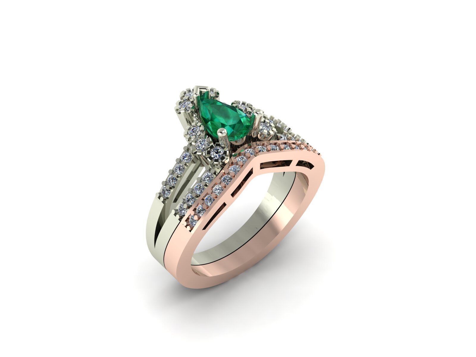 Engagement Ring and Band 3D print model_2