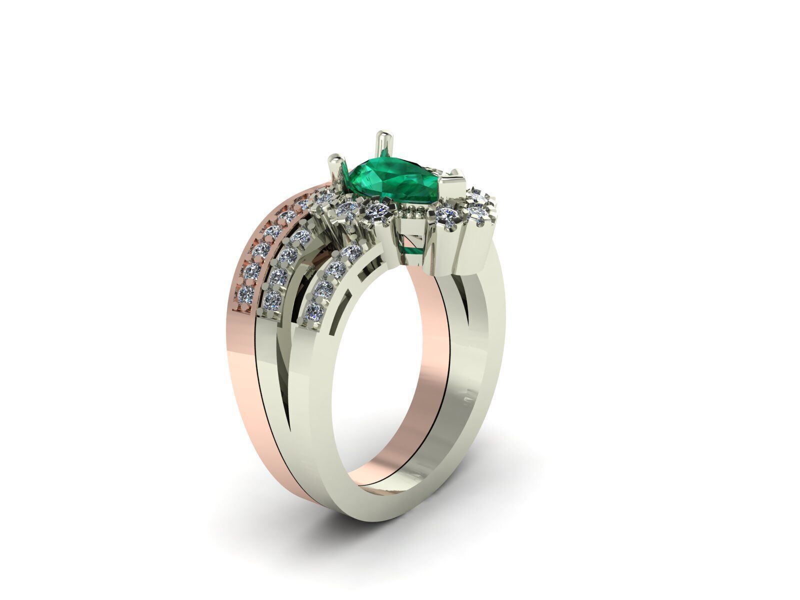 Engagement Ring and Band 3D print model_5