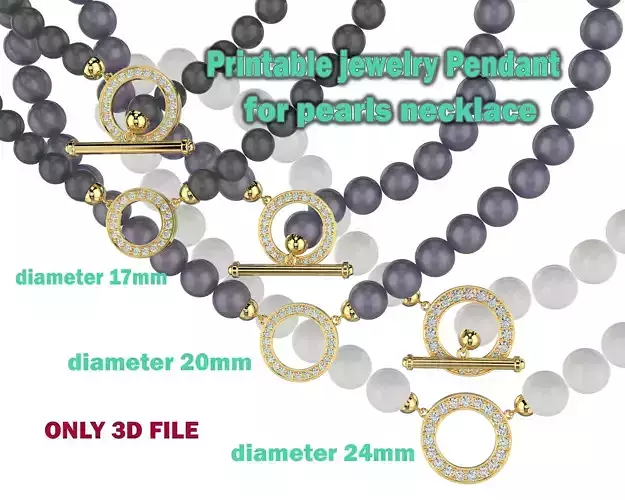 Printable jewelry pendant for necklace whith pearl STL