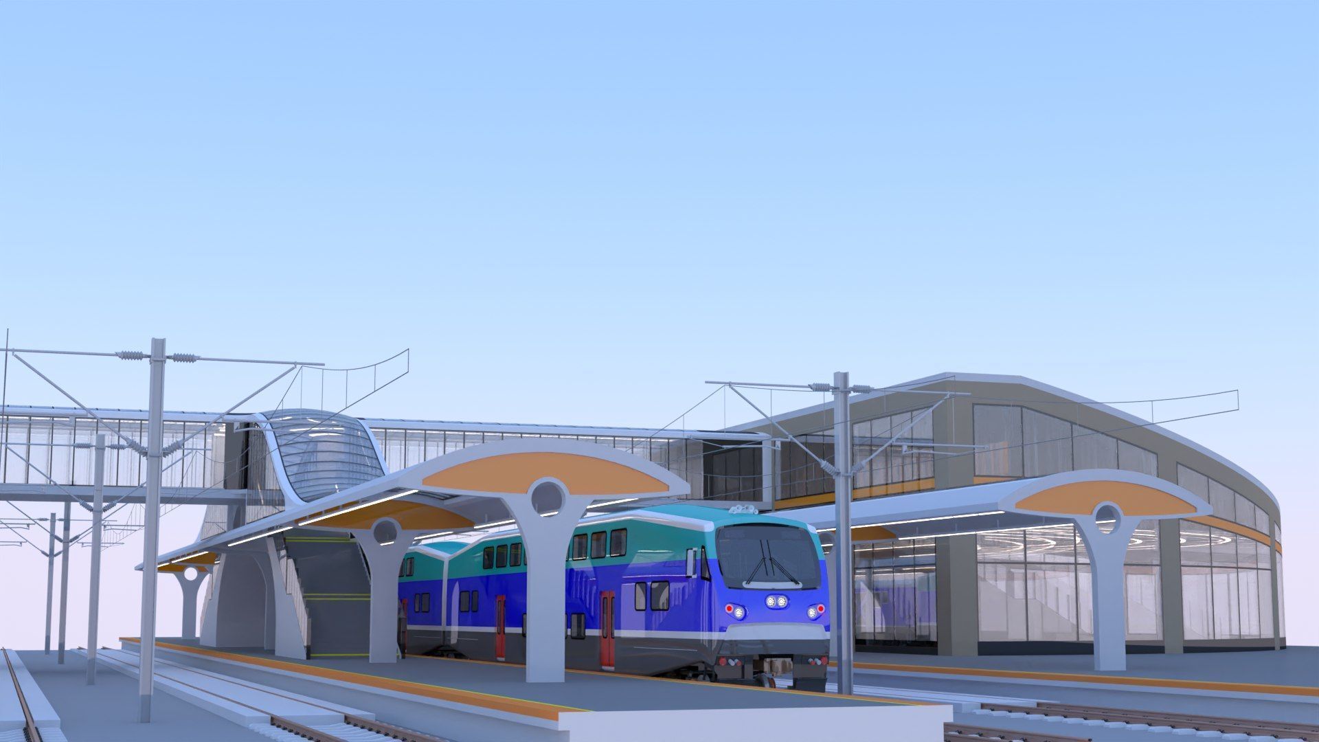 BiLevel train stations bundle II 3D Model Collection_5