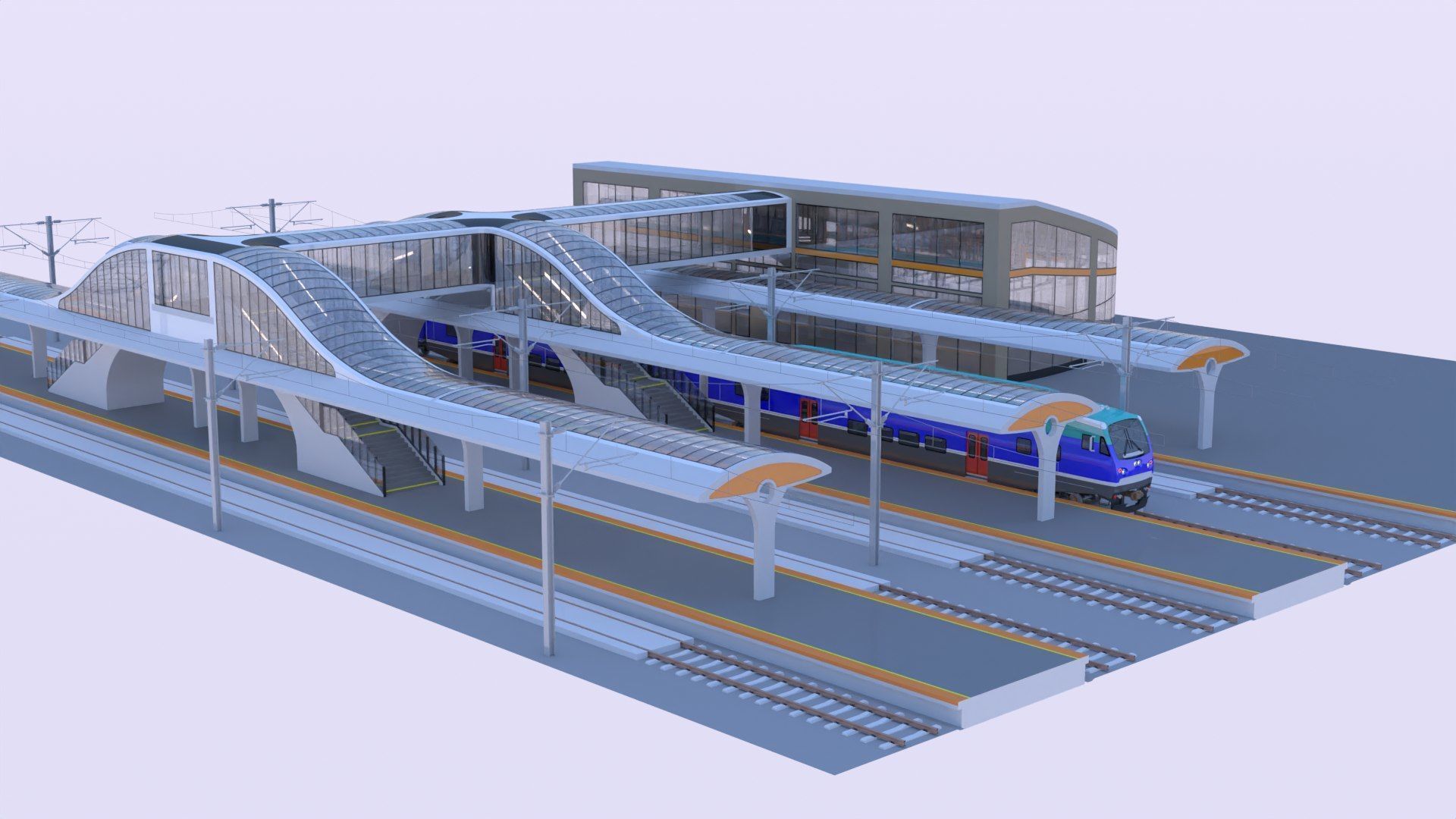 BiLevel train stations bundle II 3D Model Collection_6