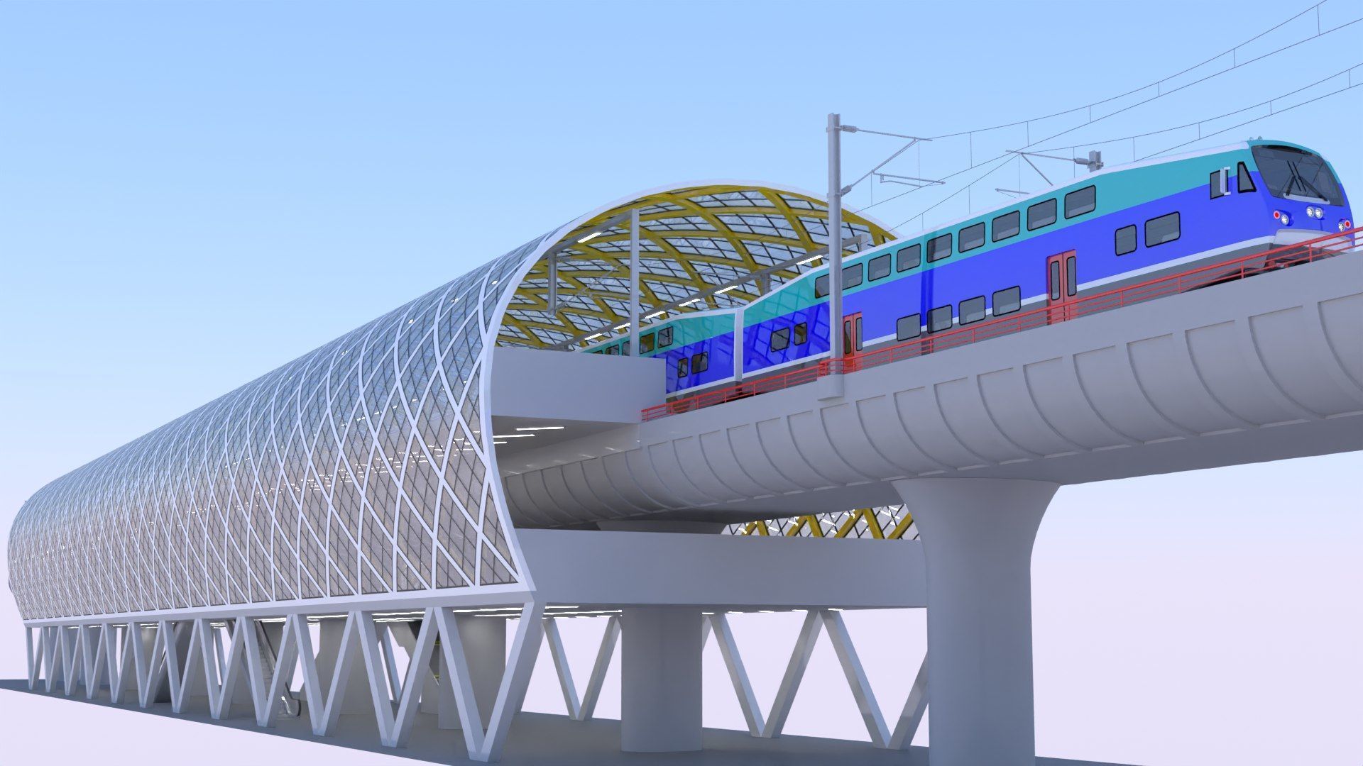 BiLevel train stations bundle II 3D Model Collection_2