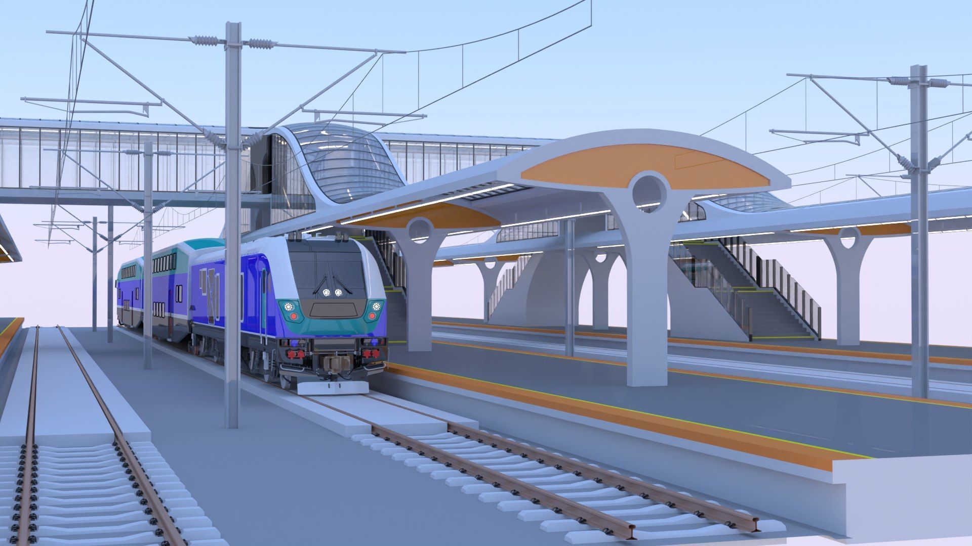 BiLevel train stations bundle II 3D Model Collection_8