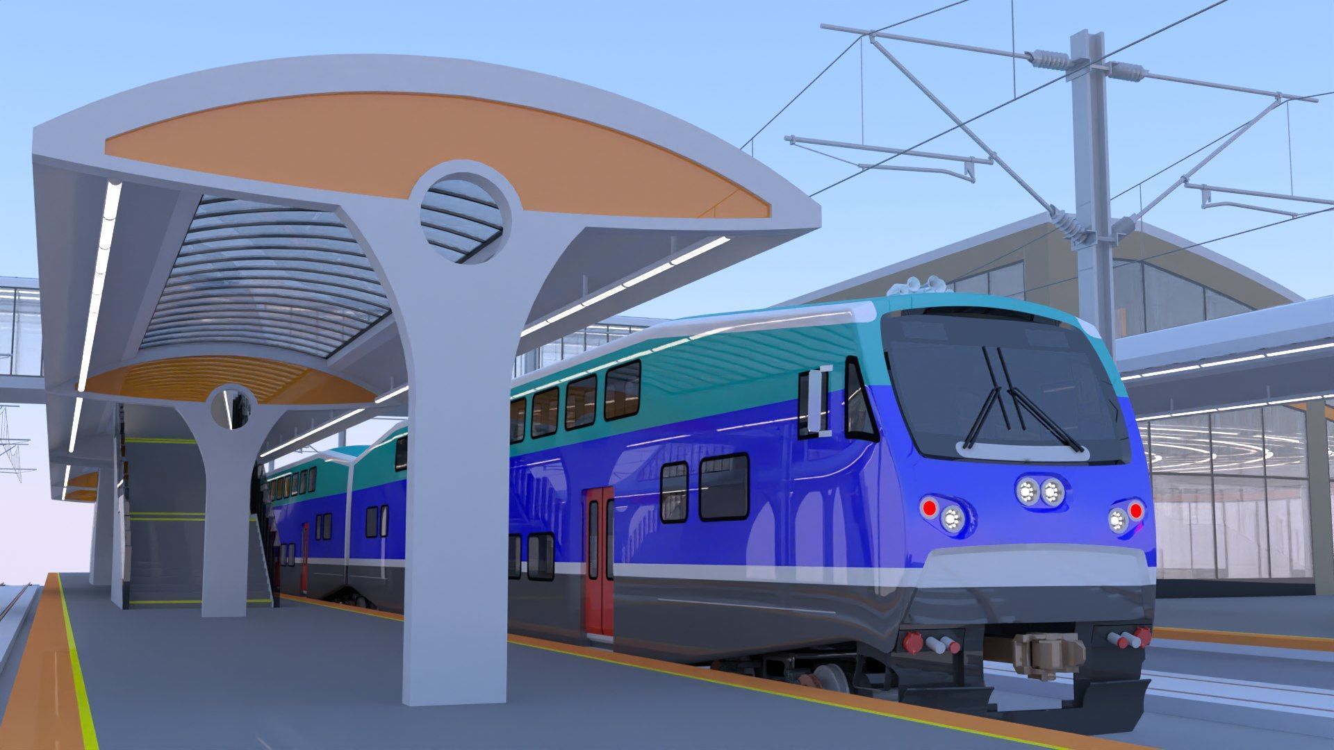 BiLevel train stations bundle II 3D Model Collection_7
