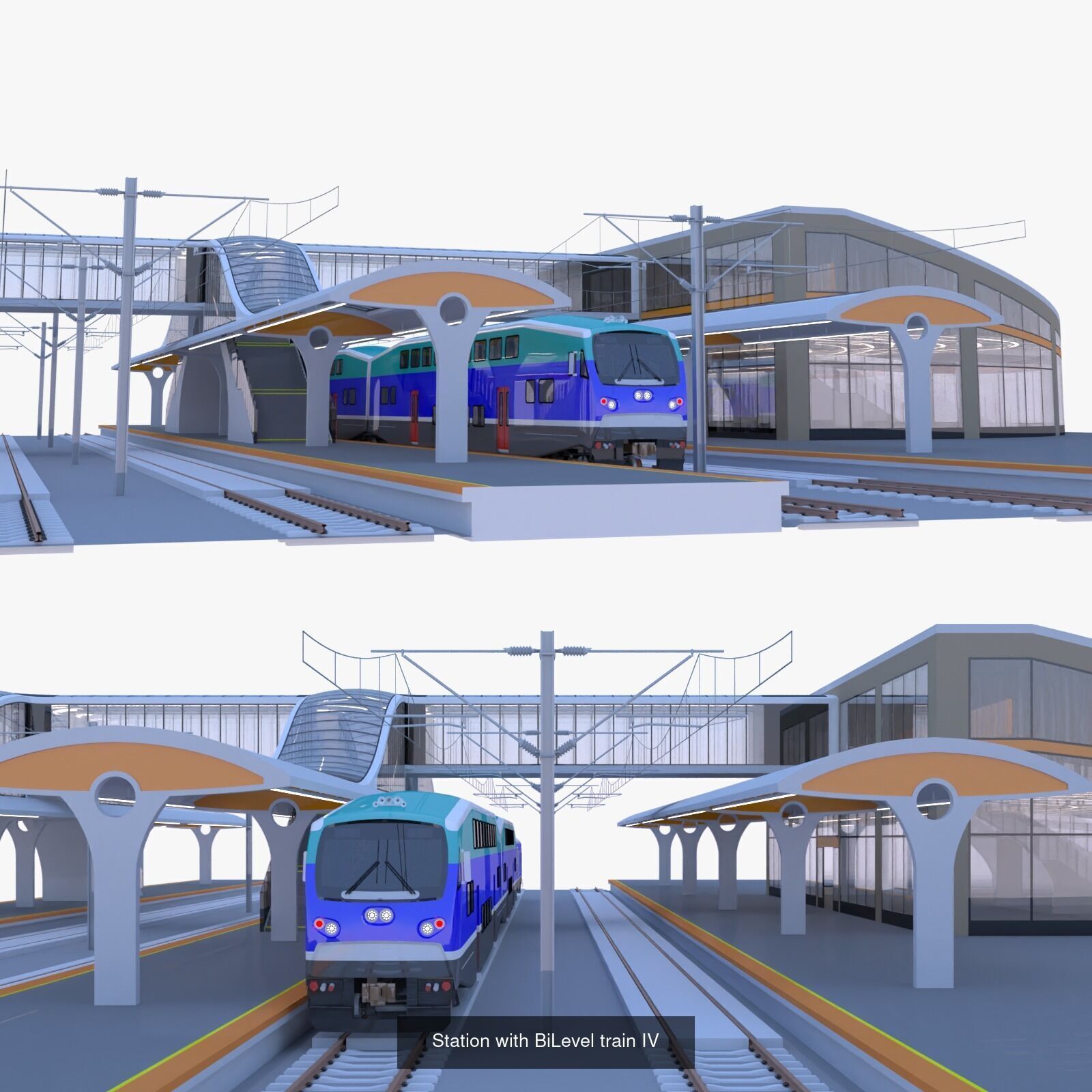 BiLevel train stations bundle II 3D Model Collection_4