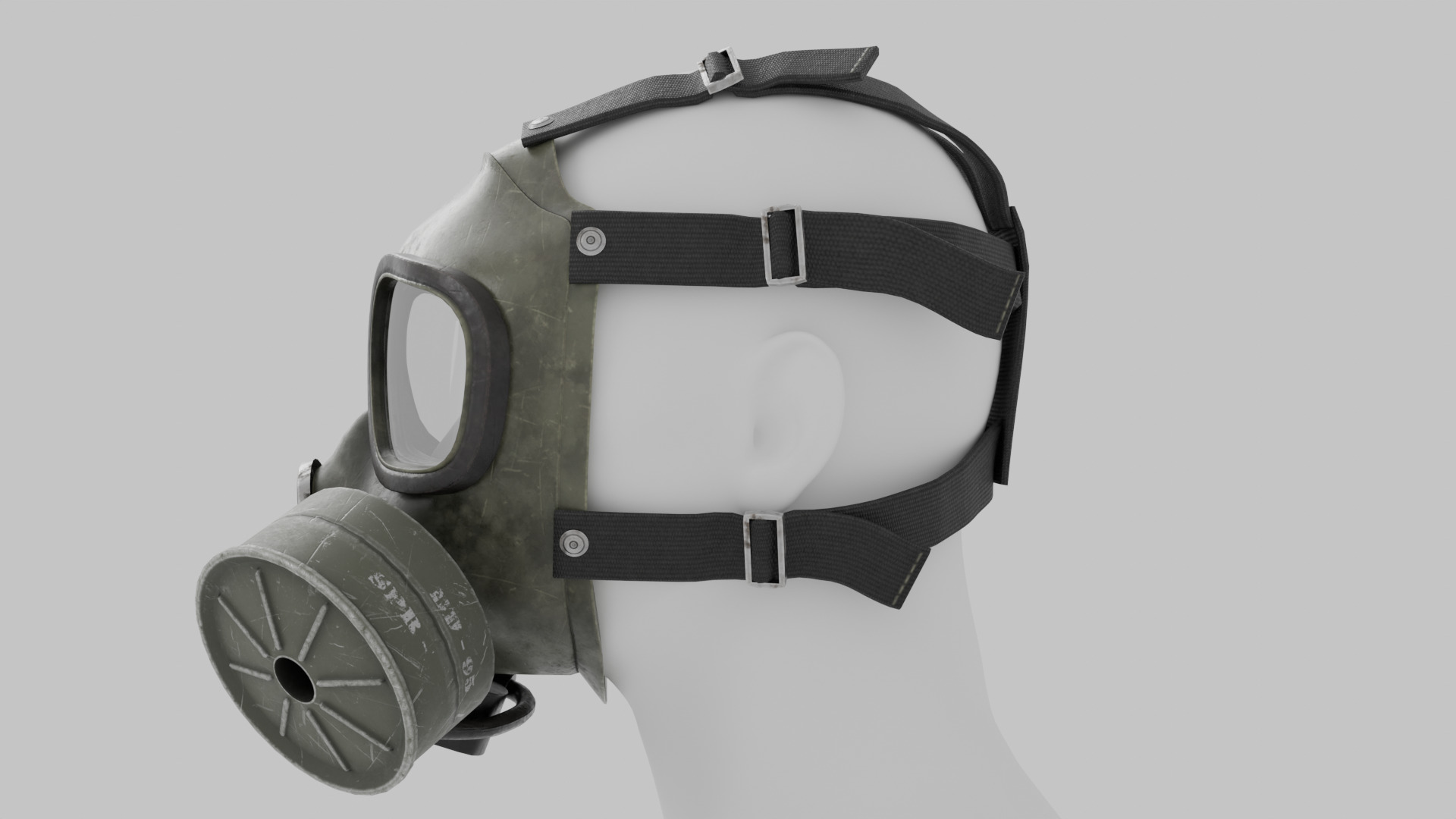 M40 Gasmask Low-poly 3D model_3