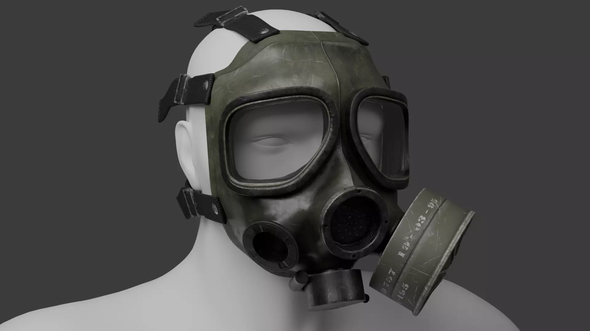 M40 Gasmask Low-poly 3D model_0