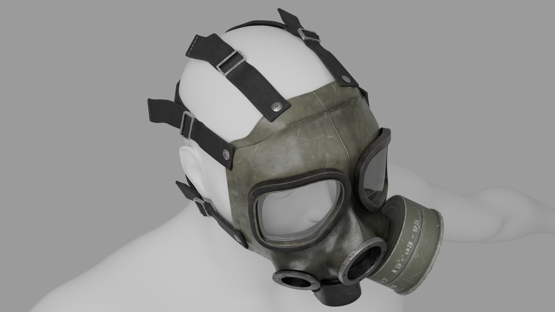 M40 Gasmask Low-poly 3D model_8