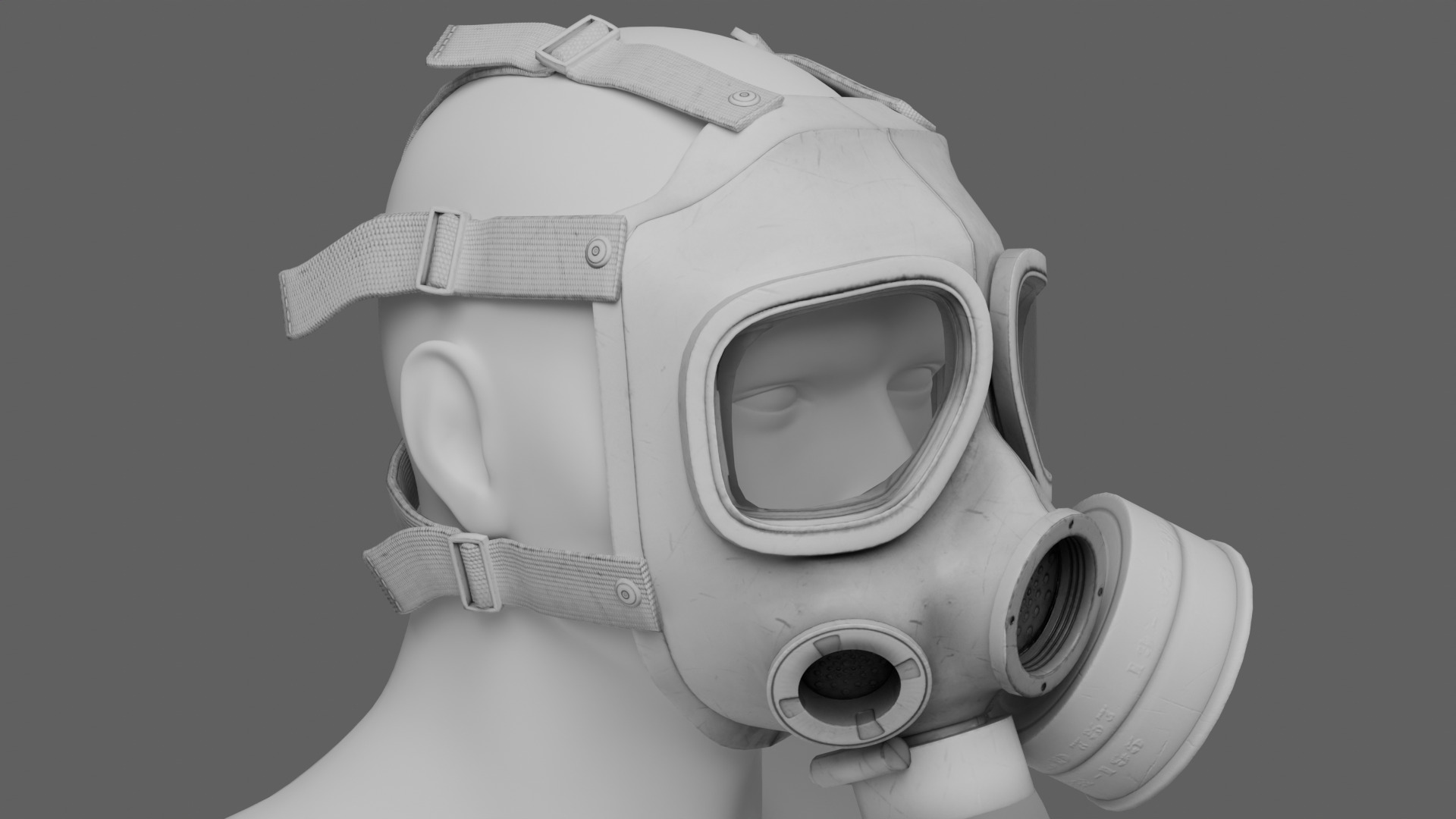 M40 Gasmask Low-poly 3D model_9