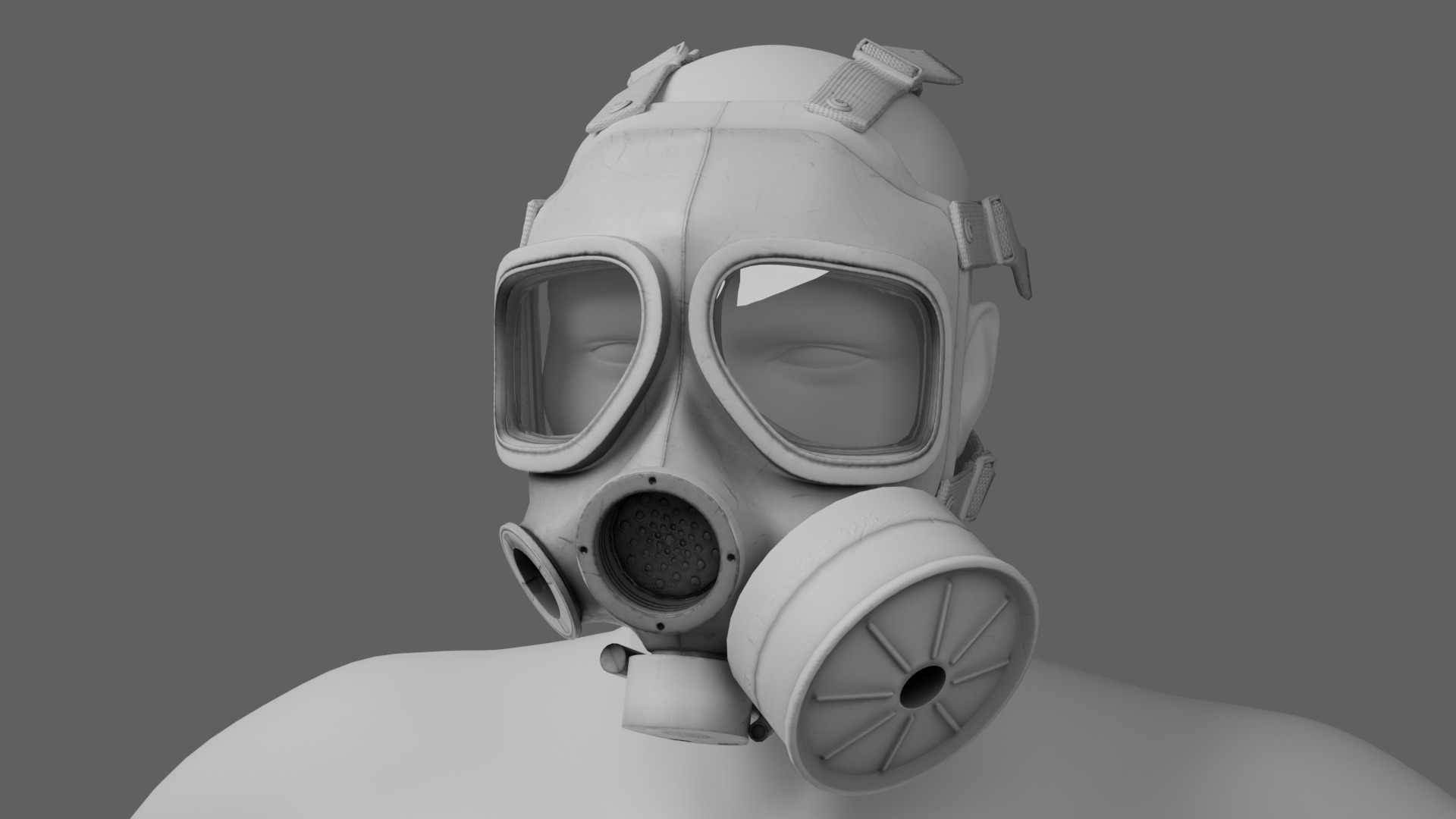 M40 Gasmask Low-poly 3D model_1