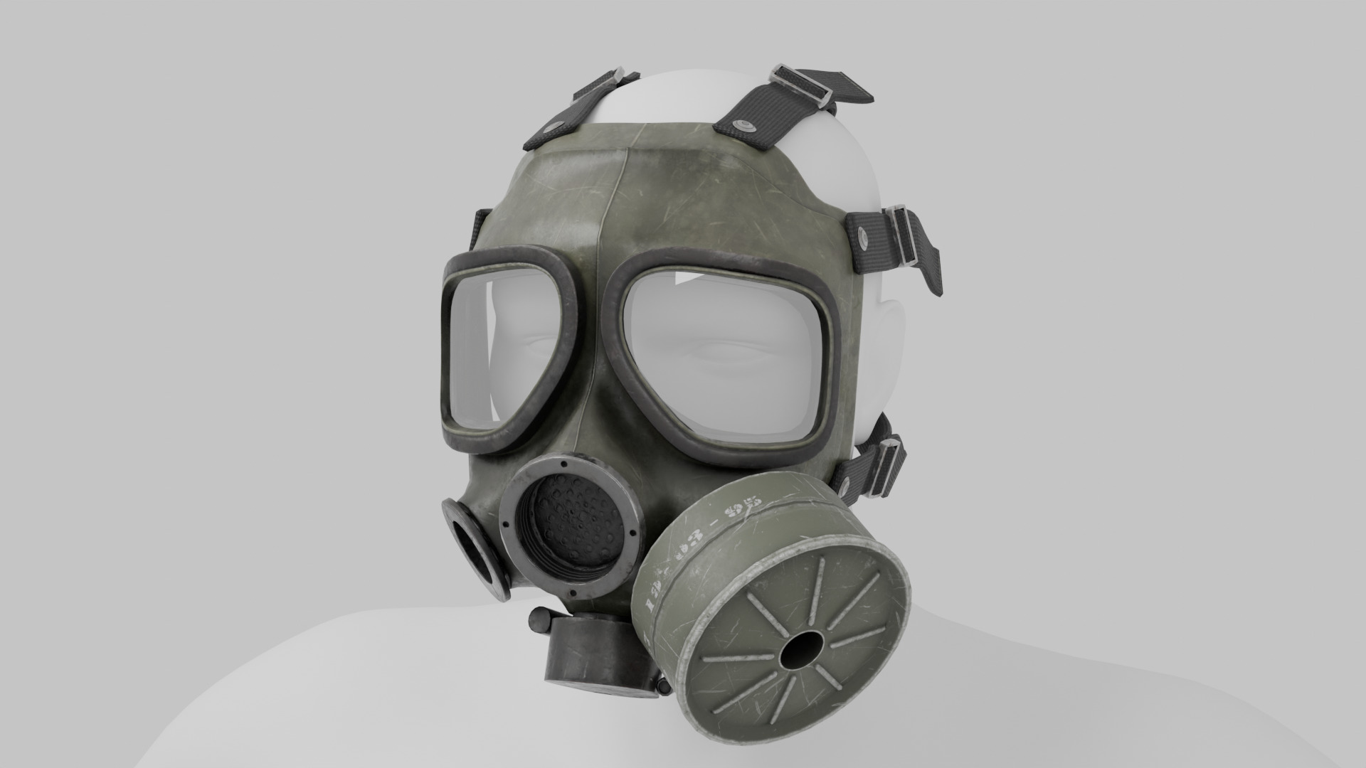 M40 Gasmask Low-poly 3D model_2