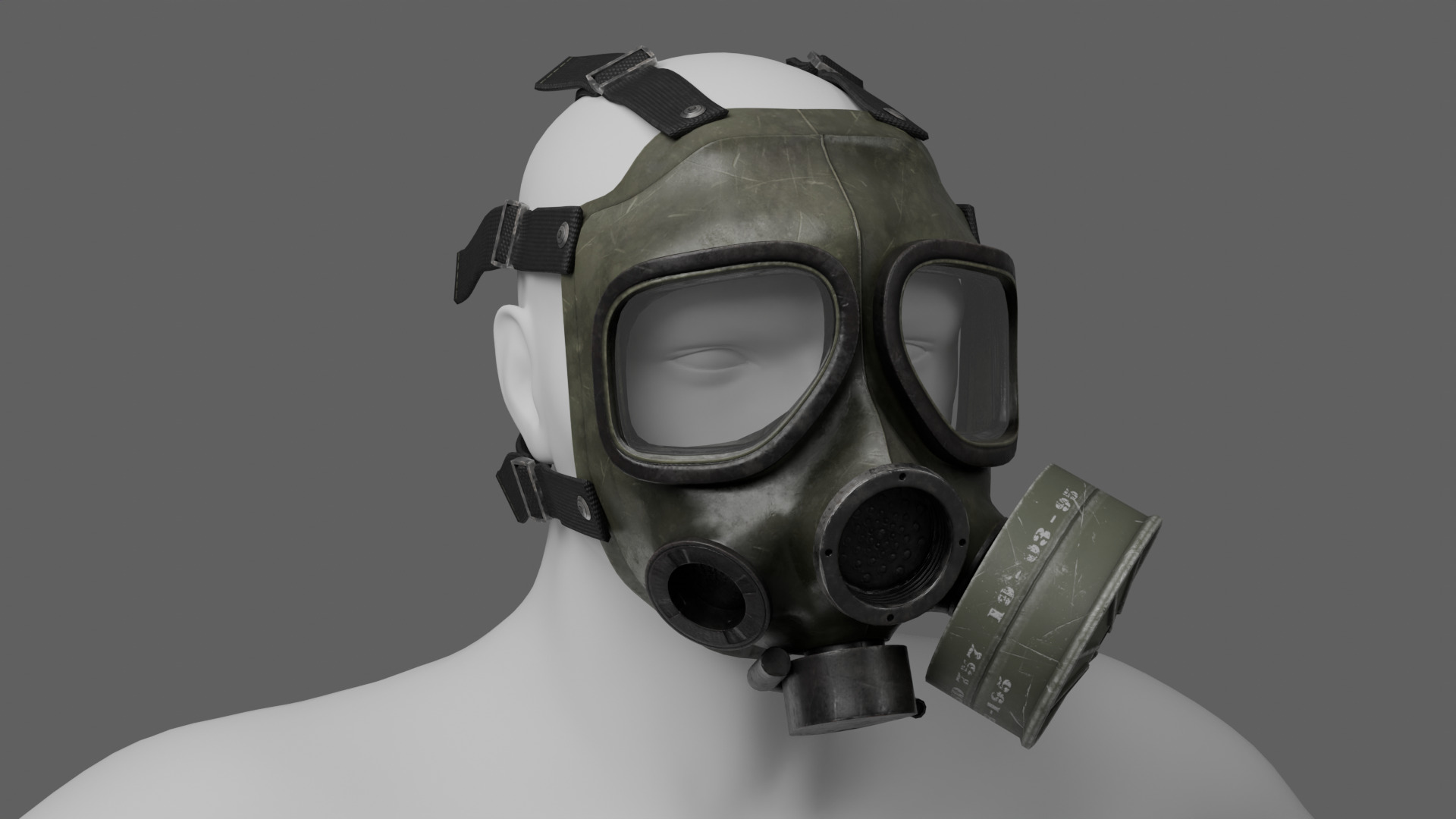 M40 Gasmask Low-poly 3D model_7