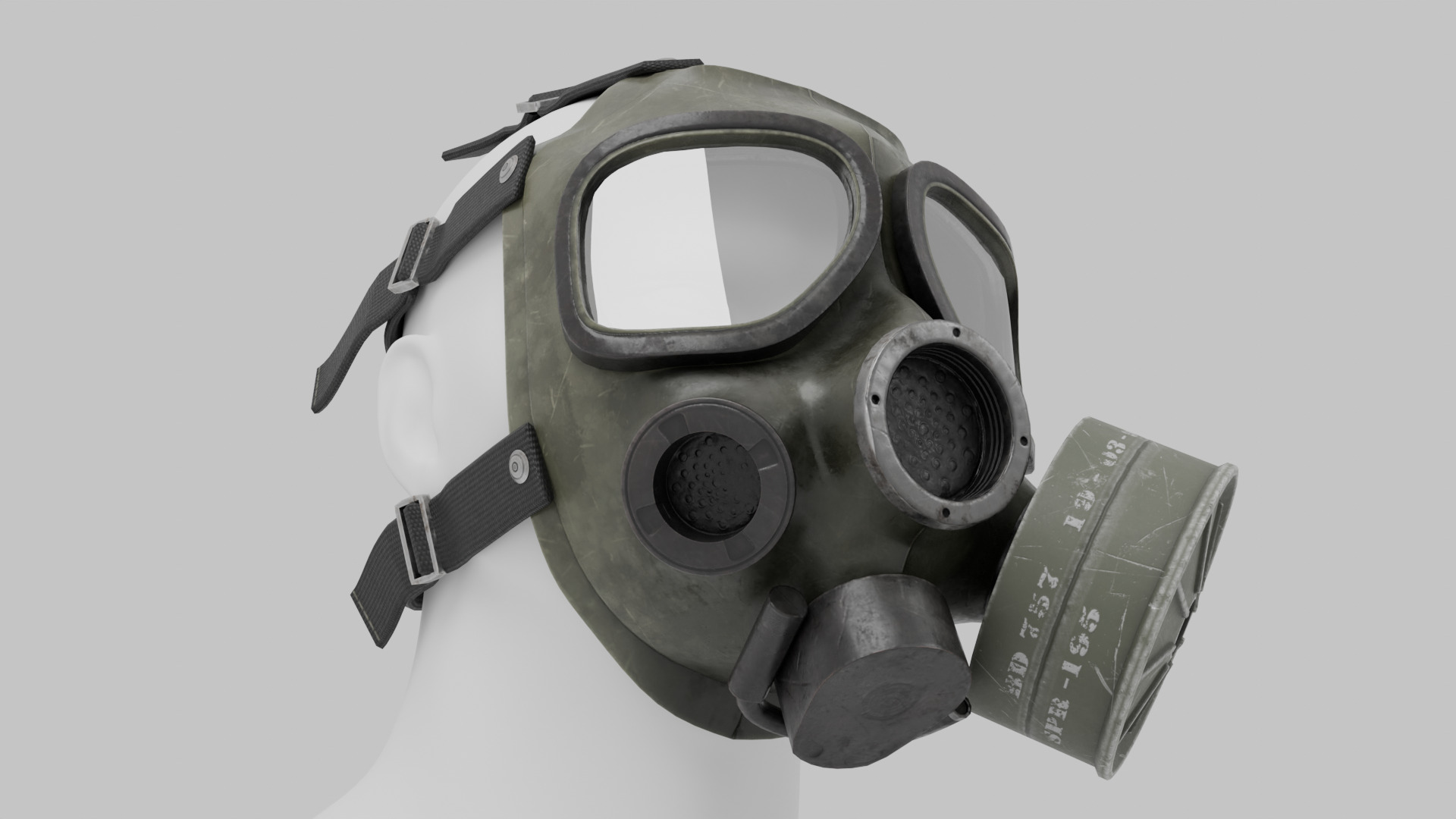 M40 Gasmask Low-poly 3D model_5
