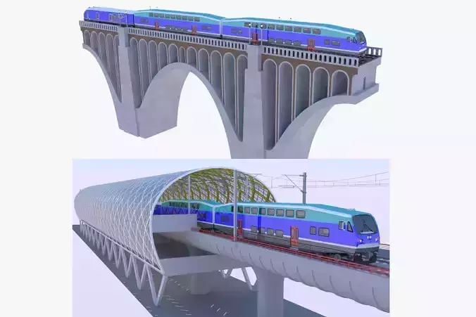 BiLevel train station and viaduct