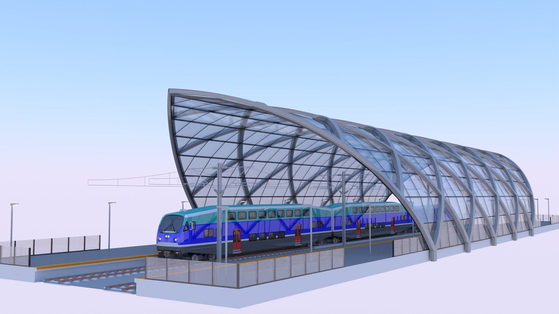 BiLevel train stations bundle III 3D Model Collection_5