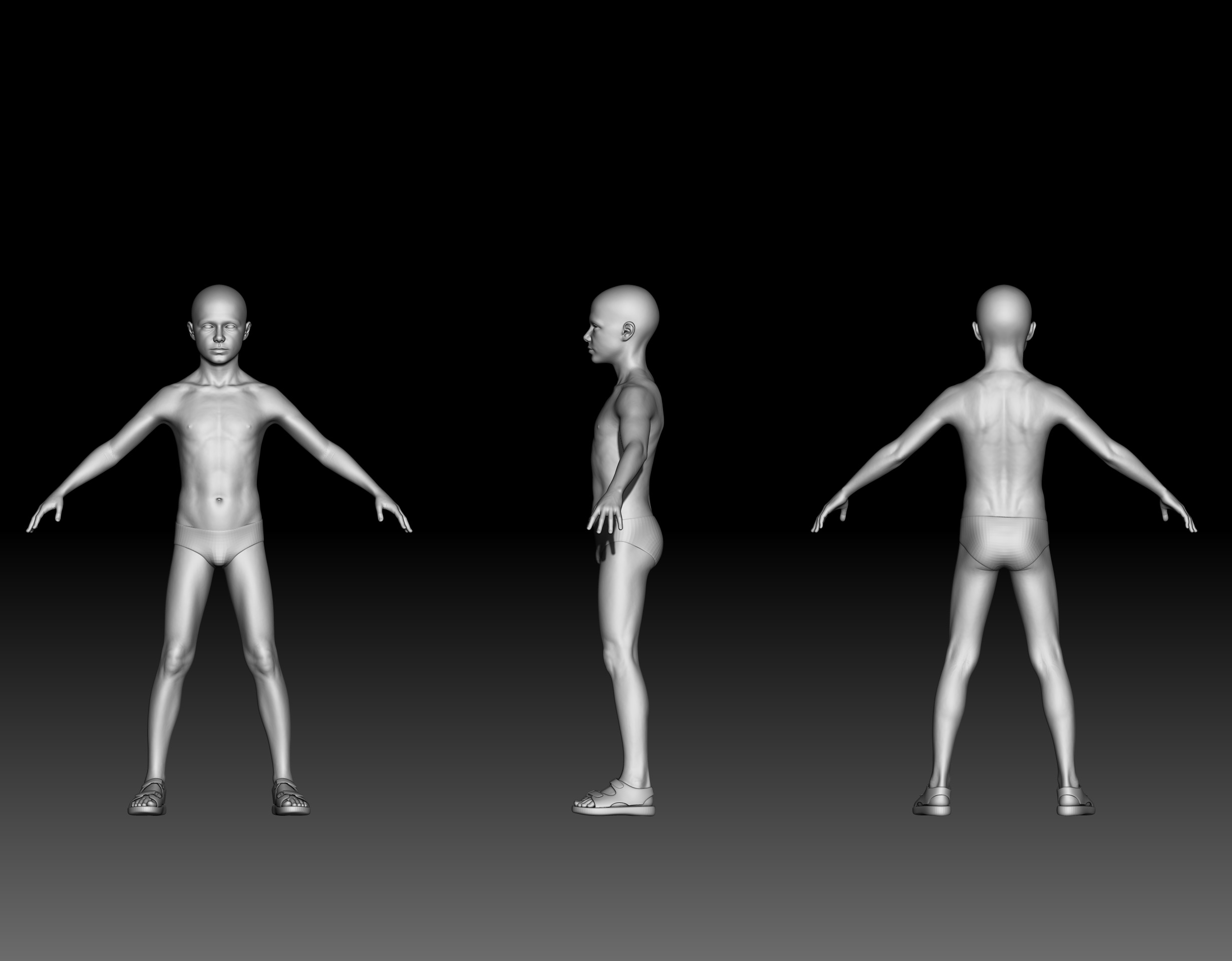 Boy anatomy study 3D print model with Outfit 3D model_5