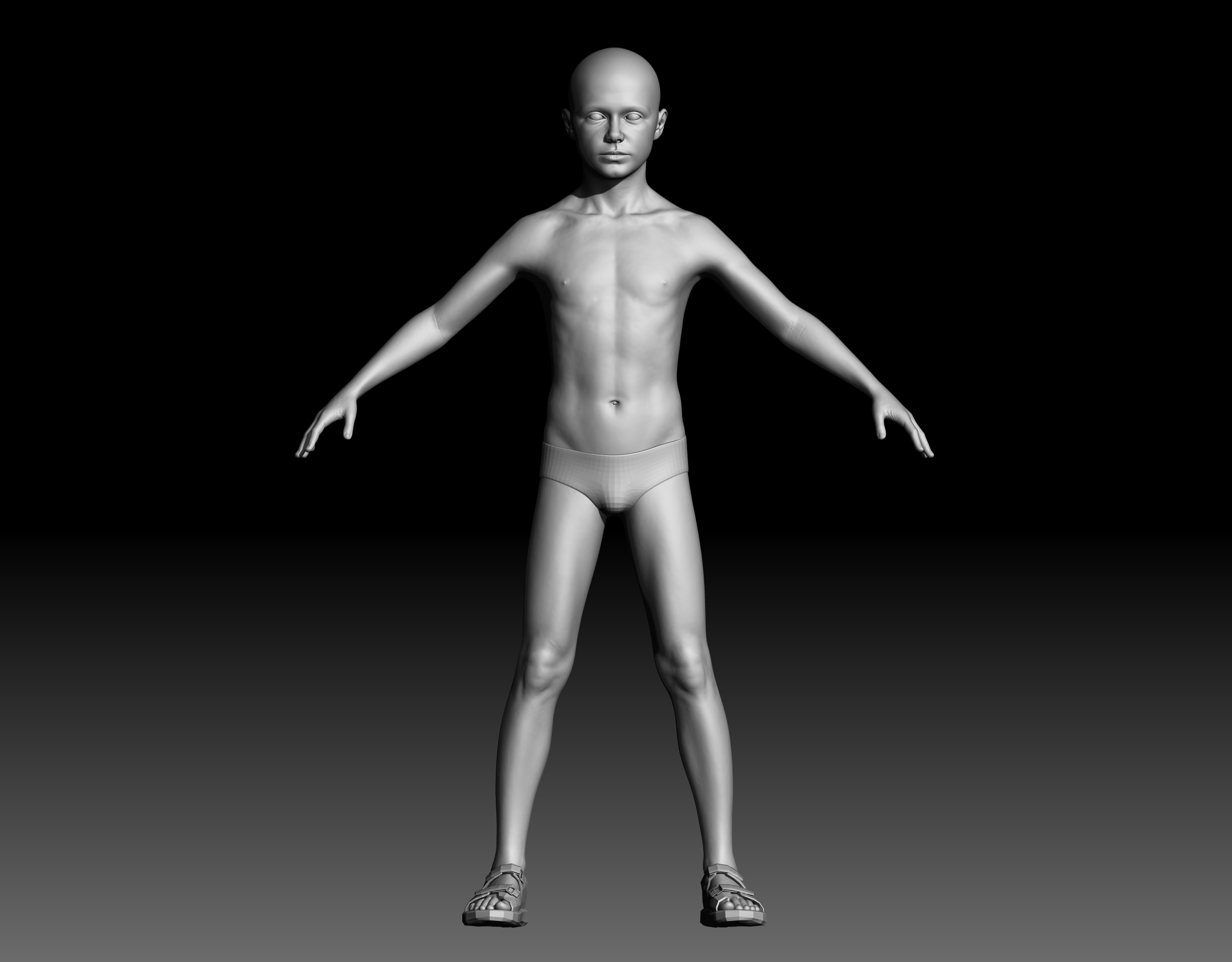 Boy anatomy study 3D print model with Outfit 3D model_2