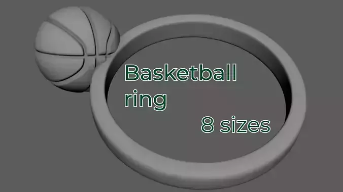 Basketball Ring 3D Printable Finger Ring in 8 Sizes 16 to 23 mm