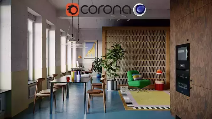 The PoP House - Interior Project 3d Model - Cinema4d- Corona 3D 