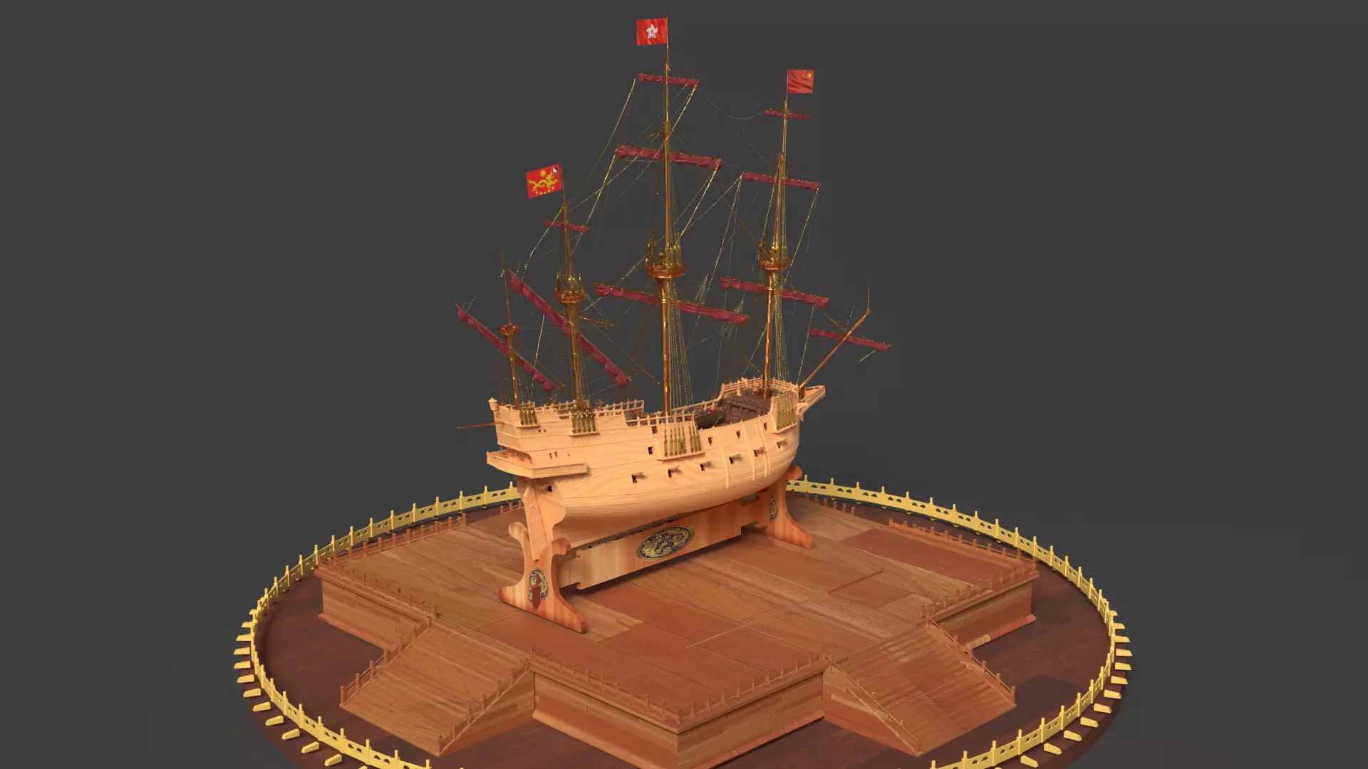 Chinese ancient sail ship   3D model_0