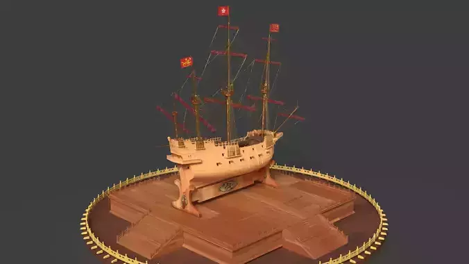 Chinese ancient sail ship   3D model