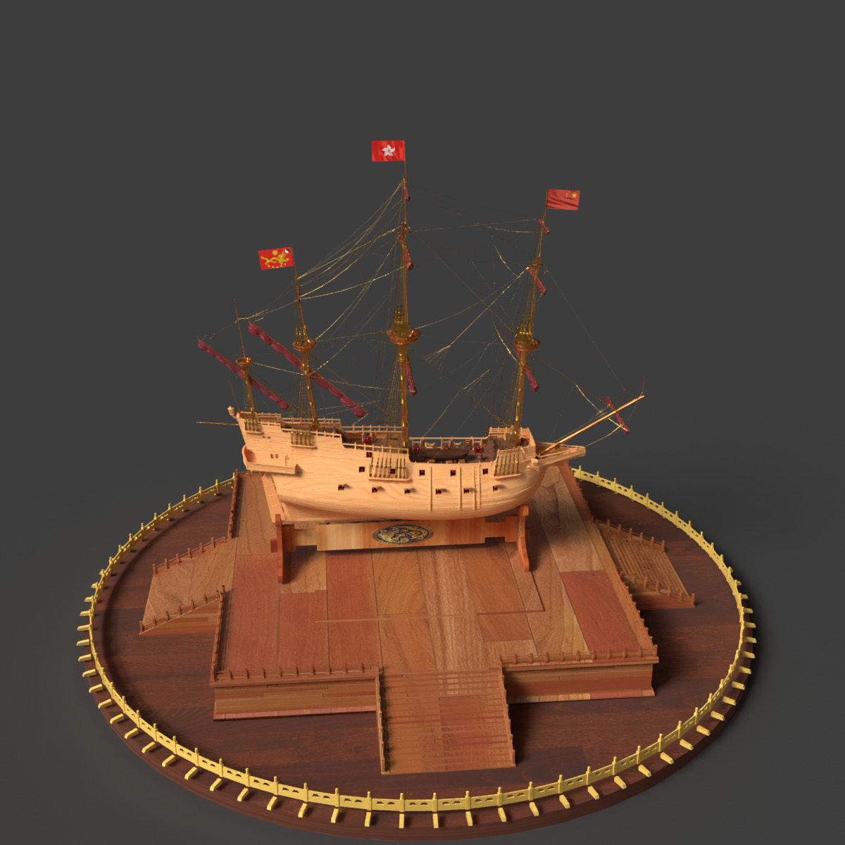 Chinese ancient sail ship   3D model_6