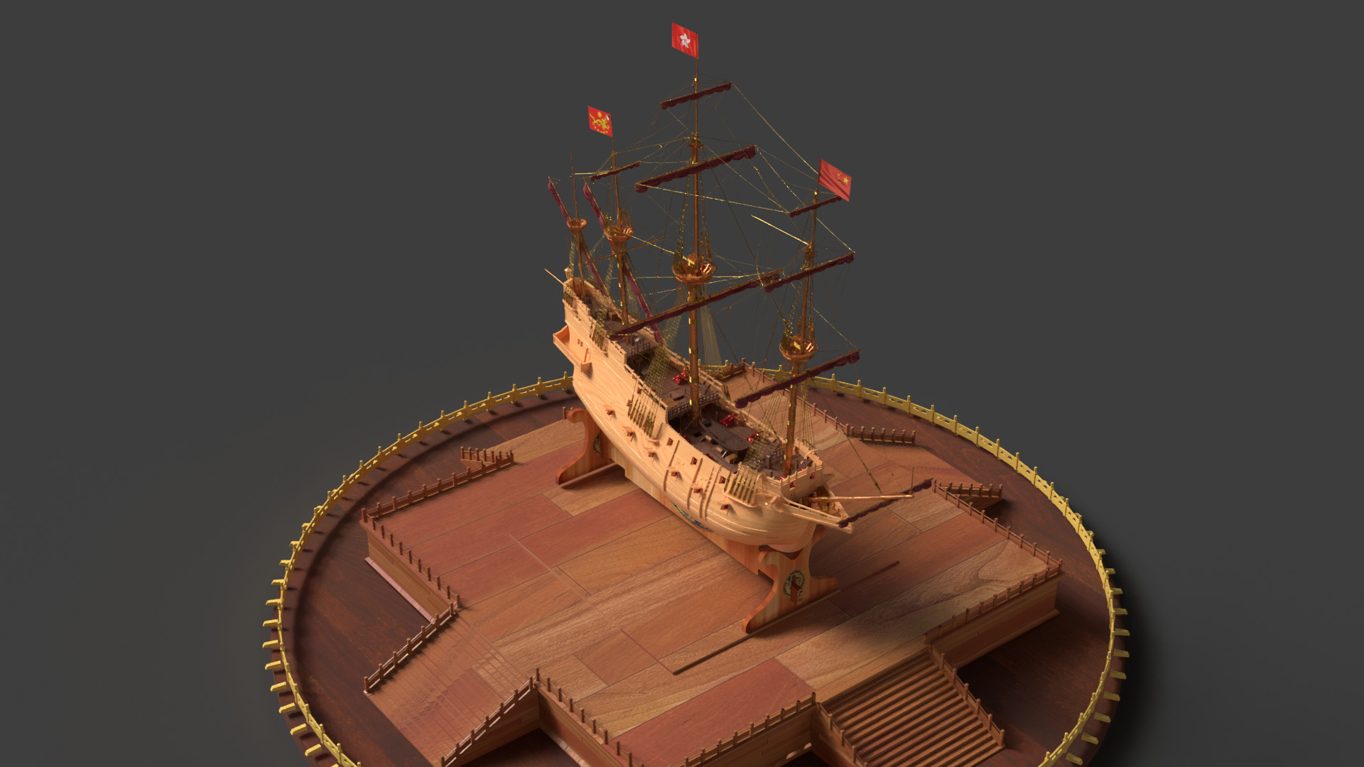Chinese ancient sail ship   3D model_5