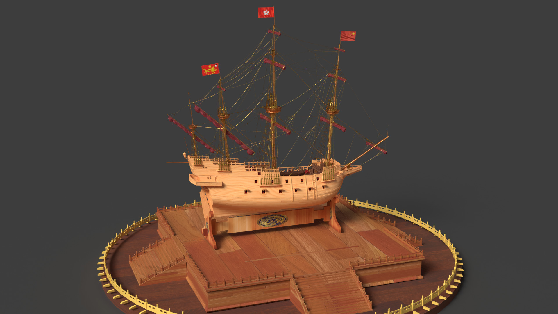 Chinese ancient sail ship   3D model_2