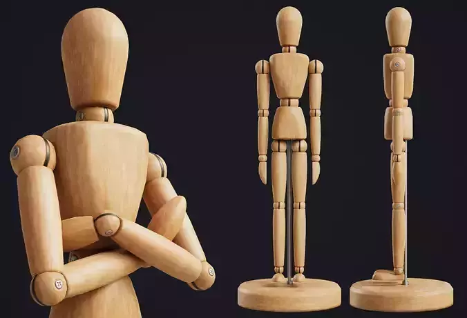 Drawing Mannequin Wooden Poseable Figure Low-poly 3D model