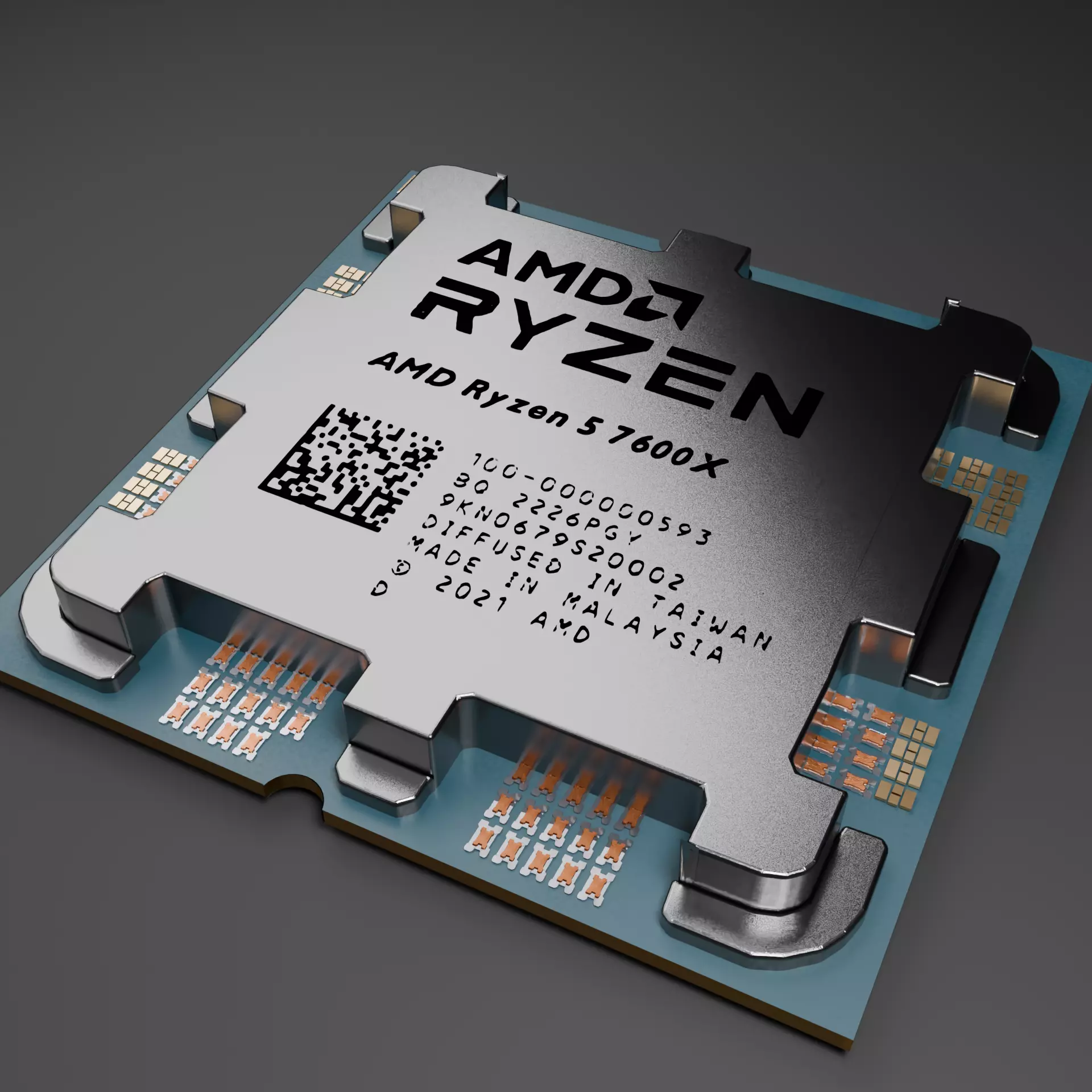 FREE AMD Ryzen 7600X CPU-computer processing unit- Free low-poly 3D model_0